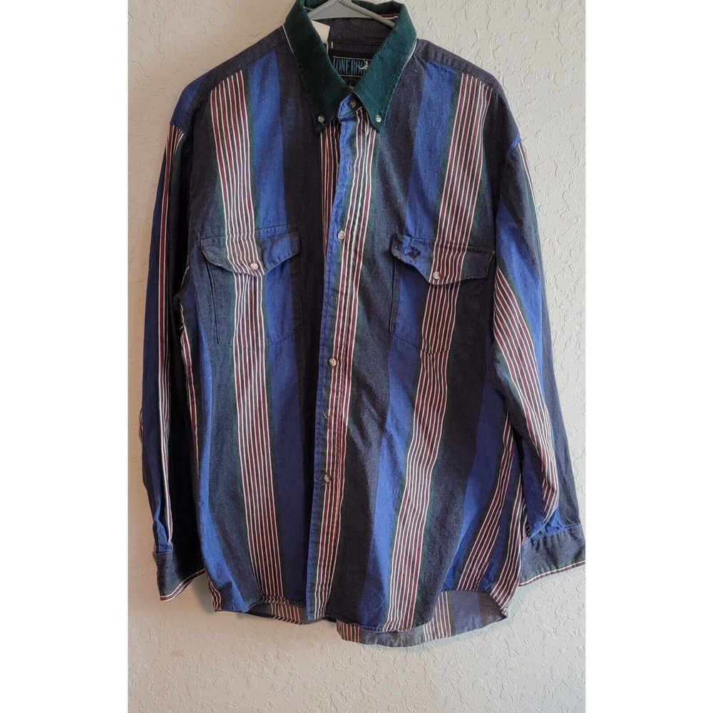 Lone Roo By Roper Mens Western Long Sleeve Button Down Shirt Size XL Made in USA